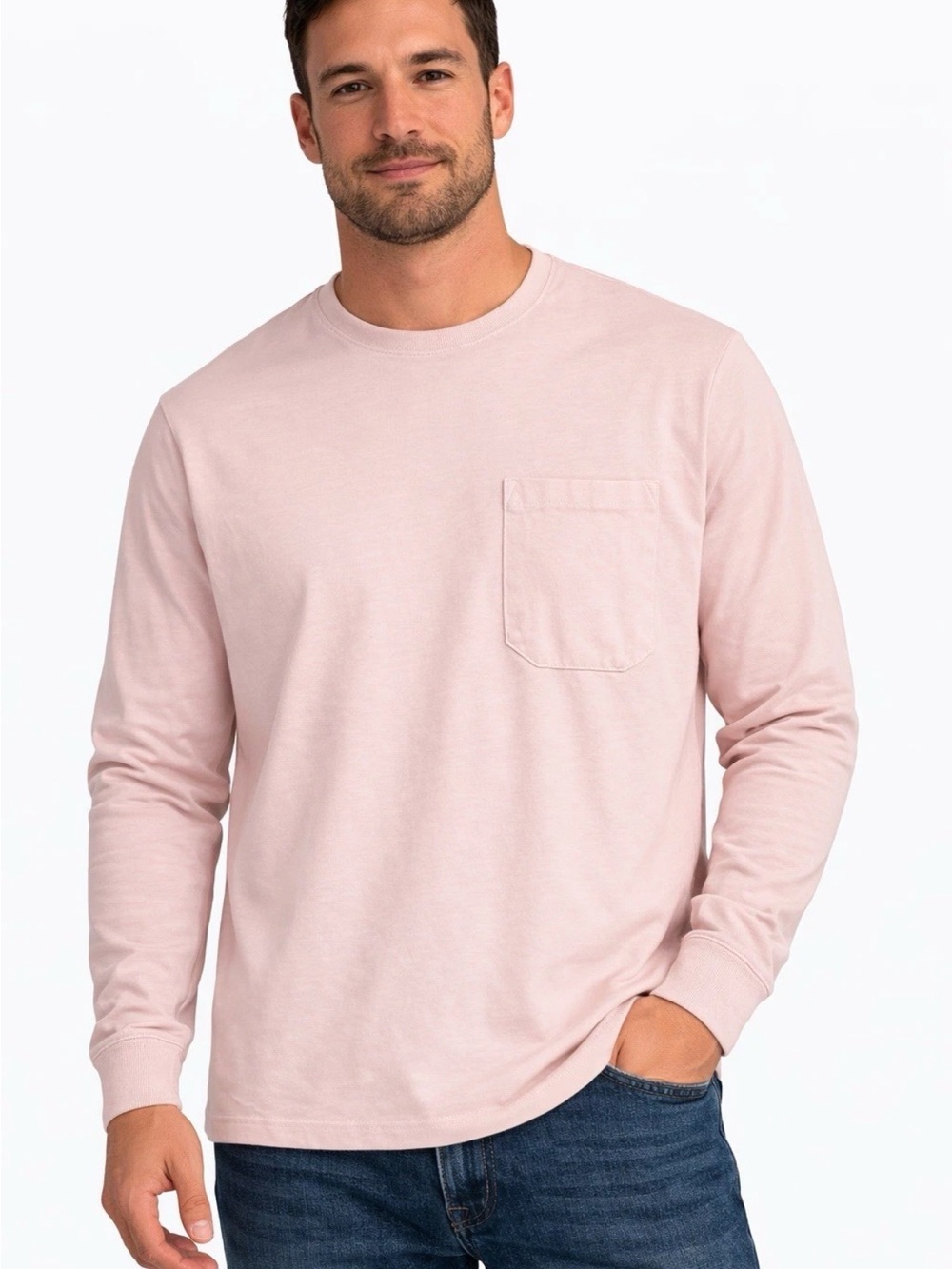 Goodfellow & Co Pink Long Sleeve Pocket Tee